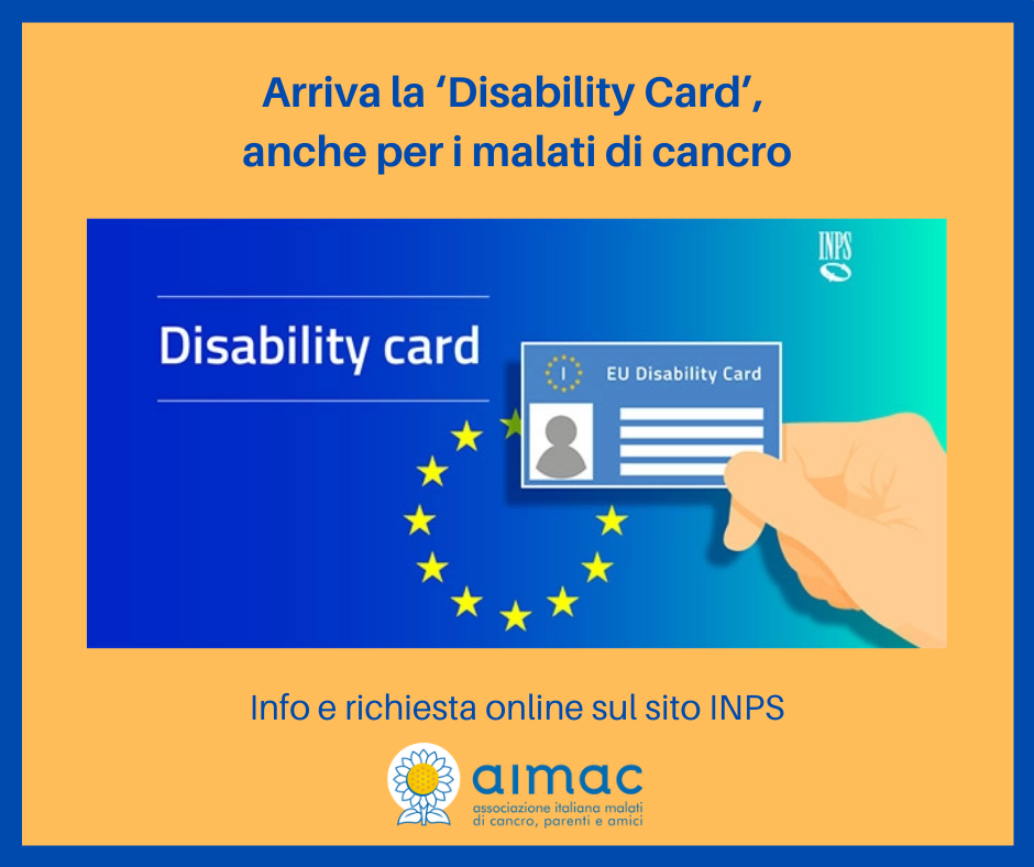 Arriva la Disability Card anche per i malati di cancro. La richiesta online sul sito INPS